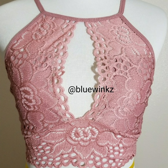 Sexy Pink Lace Crop Top - Picture 2 of 5